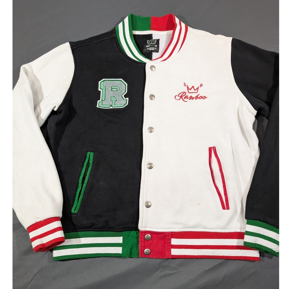 Ranboo The Beloved Varsity Jacket Black White Split Letterman Snap Front Medium
